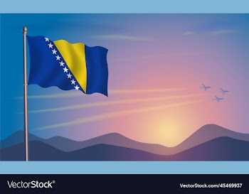 bosnia herzegovina flag in the morning sun