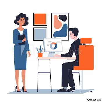 Boss and secretary in the office