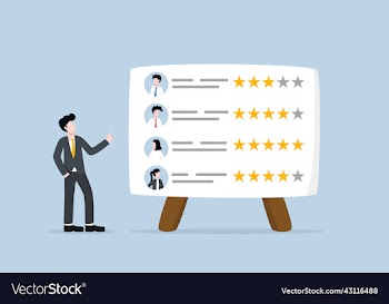 boss rating employees scores on whiteboard