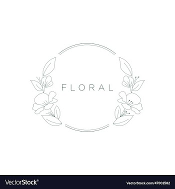 botanical circle frame hand drawn round line