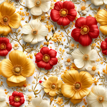 Botanical Floral Pattern on Warm White Background
