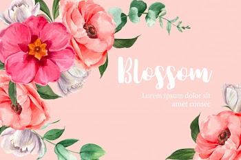 Botanical flower watercolor frame border blooming Free Vector