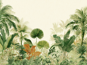 Botanical Illustration of Lush Tropical Foliage