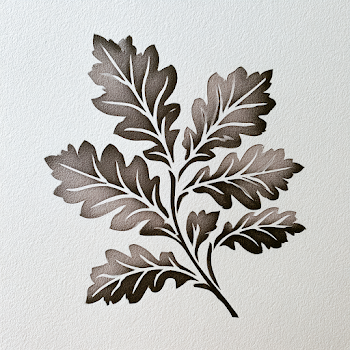 Botanical Stencil of an Oak Tree Branch