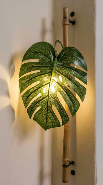 Botanical Wall Sconce Inspired by Monstera Deliciosa