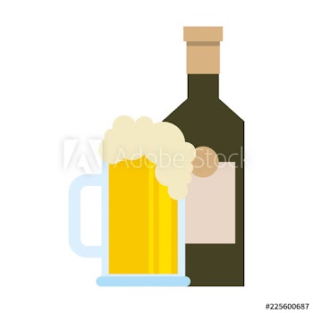 bottle and beer glass beverage design