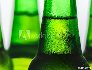Bottle of cold beer macro photography