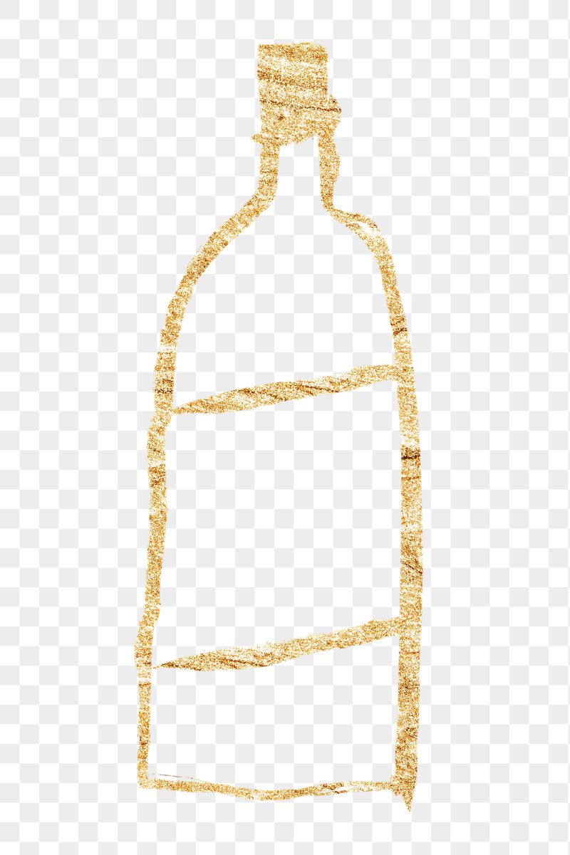 Bottle png sticker, gold glittery | Free PNG Illustration - rawpixel