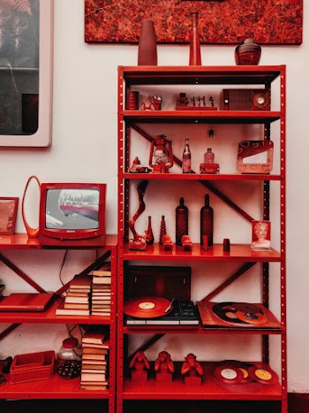 Bottles and Figurines on Rack