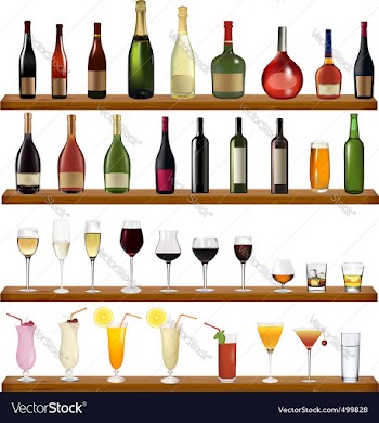  					Bottles and glasses vector&nbsp;image														