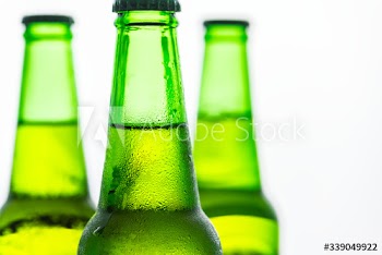 Bottles of cold beer macro photography