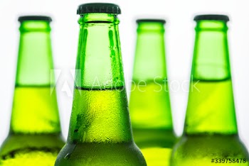 Bottles of cold beer macro photography