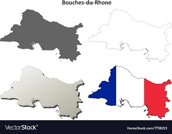 Bouches-du-Rhone Provence outline map set vector image