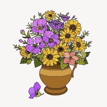 Bouquet flower vase collage element, | Free Vector Illustration - rawpixel
