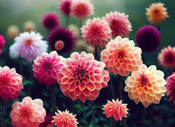bouquets of beautiful dahlias