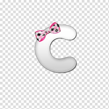 Bow Alphabet, white letter-C with pink tie ribbon illustraiton transparent background PNG clipart