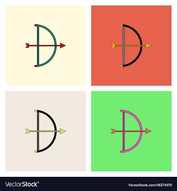 Bow and arrow icon in flat style collection vector image