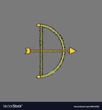 Bow and arrow icon in flat style in hatching style vector image