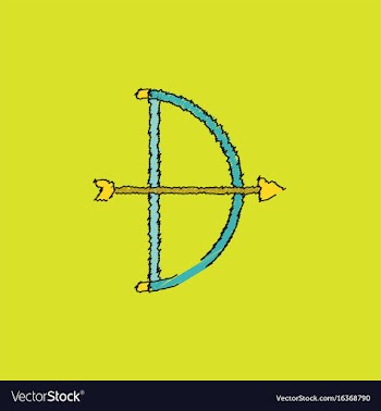 Bow and arrow icon in flat style in hatching style vector image