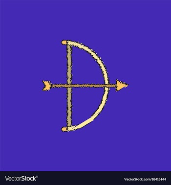 Bow and arrow icon in flat style in hatching style vector image
