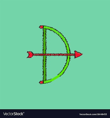 Bow and arrow icon in flat style in hatching style vector image