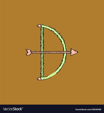 Bow and arrow icon in flat style in hatching style vector image