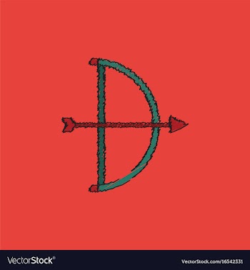 Bow and arrow icon in flat style in hatching style vector image