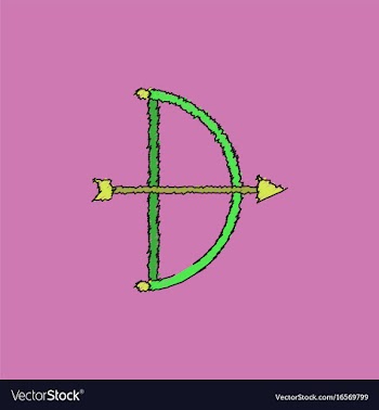 Bow and arrow icon in flat style in hatching style vector image