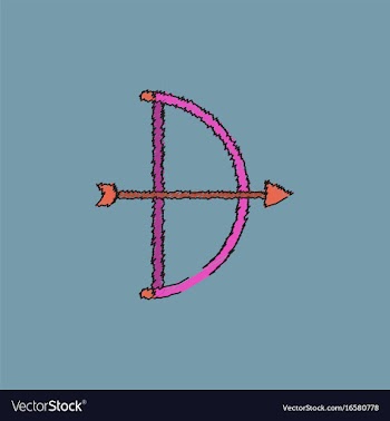 Bow and arrow icon in flat style in hatching style vector image