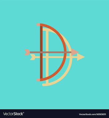 Bow and arrow icon in flat style in sticker style vector image