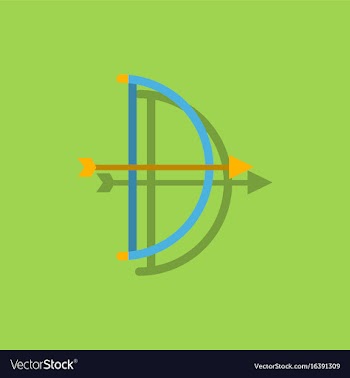 Bow and arrow icon in flat style in sticker style vector image