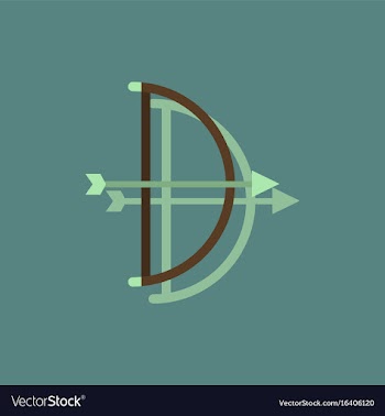 Bow and arrow icon in flat style in sticker style vector image