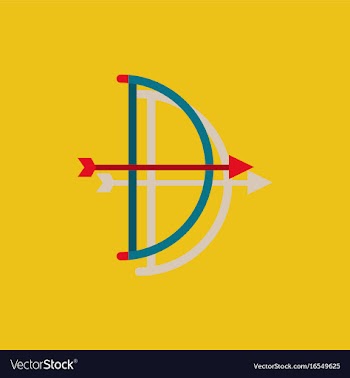 Bow and arrow icon in flat style in sticker style vector image
