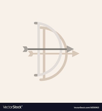 Bow and arrow icon in flat style in sticker style vector image