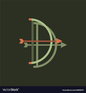 Bow and arrow icon in flat style in sticker style vector image