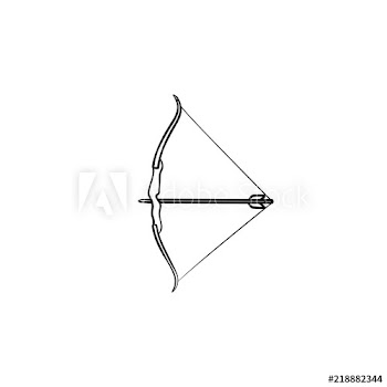 Bow with arrow hand drawn outline doodle icon