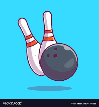 bowling ball with bowling pins cartoon