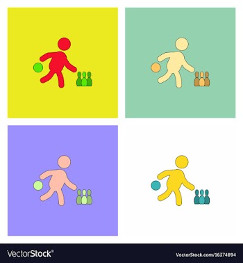 Bowling game pin ball design flat stock collection vector image