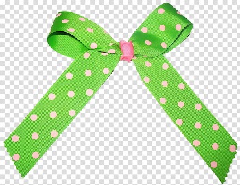 Bows, green and pink polka-dot ribbon transparent background PNG clipart