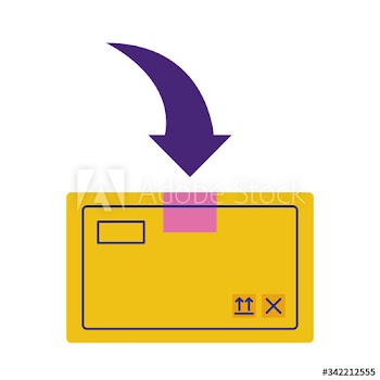 box carton with arrow down delivery service flat style