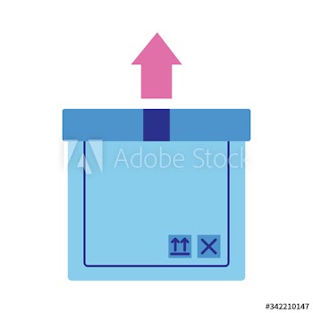 box carton with arrow up delivery service flat style