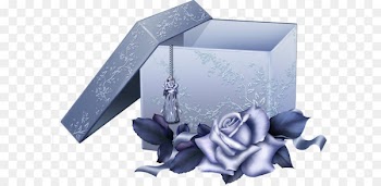 Box Gift Computer file - Large Blue Gift Box with Blue Rose 