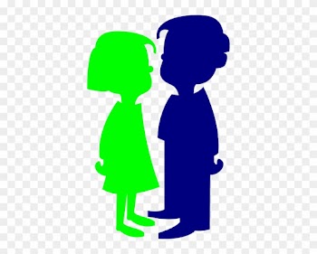 Boy And Girl Green And Blue Clip Art - Cartoon Girl And Boy