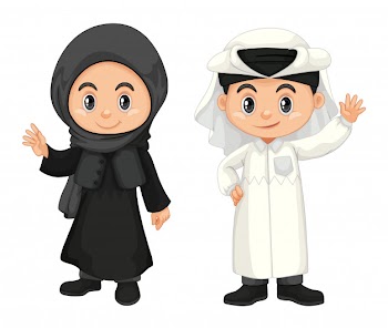 Boy and girl in qatar costume Free Vector