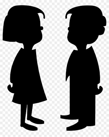 Boy And Girl Silhouette Clip Art - Cartoon Girl And Boy