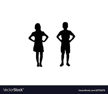  					Boy and girl silhouettes vector image														