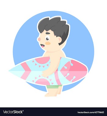 boy bring a surfing board design