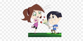 Boy Cartoon Comic Comic Characters Couple - Boy Giving Flowers To Girl