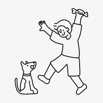 Boy & dog doodle clipart, | Free Vector Illustration - rawpixel