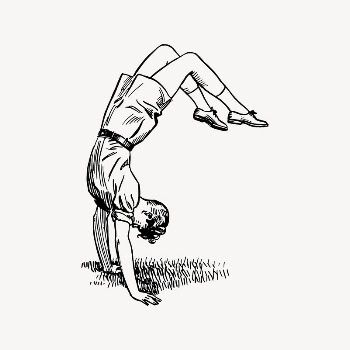 Boy doing handstand drawing, vintage | Free Vector Illustration - rawpixel
